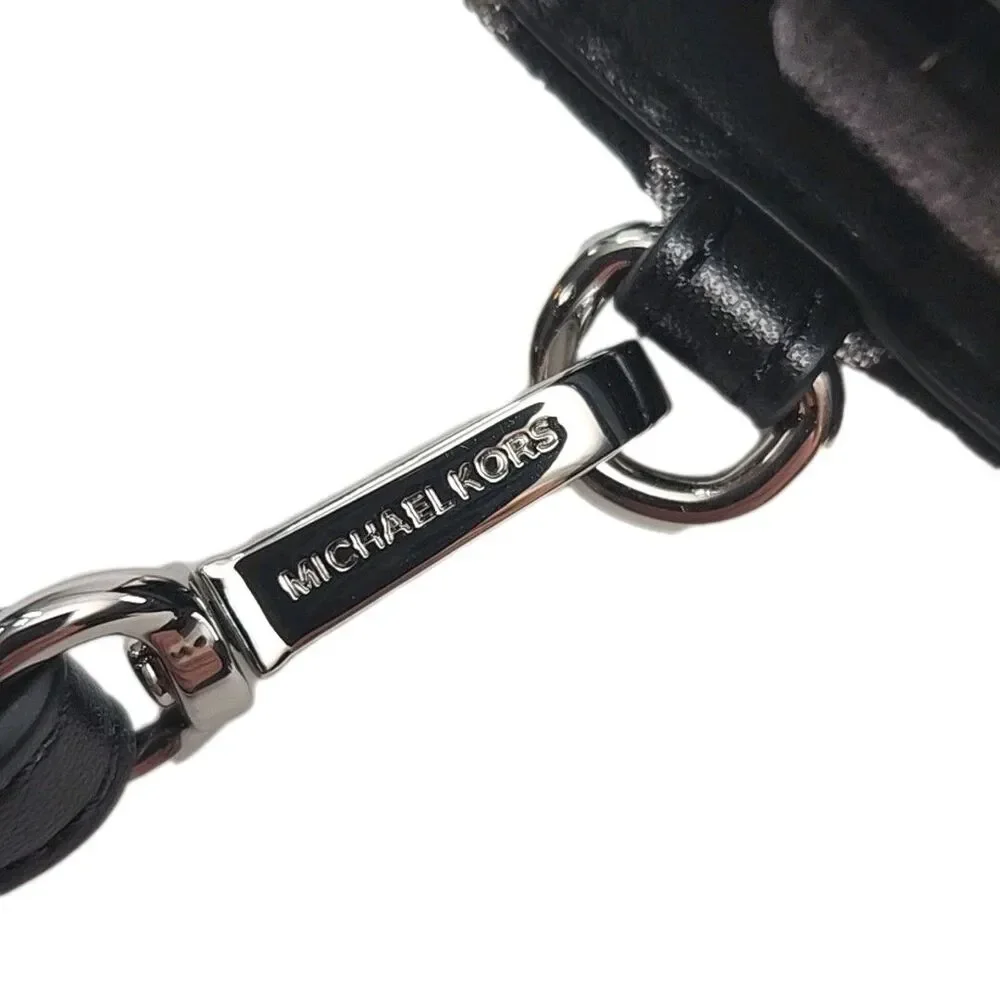 Michael Kors Wristlet Wallet Phone Black Silver Jet Set Double Zip 7.25x4.5
